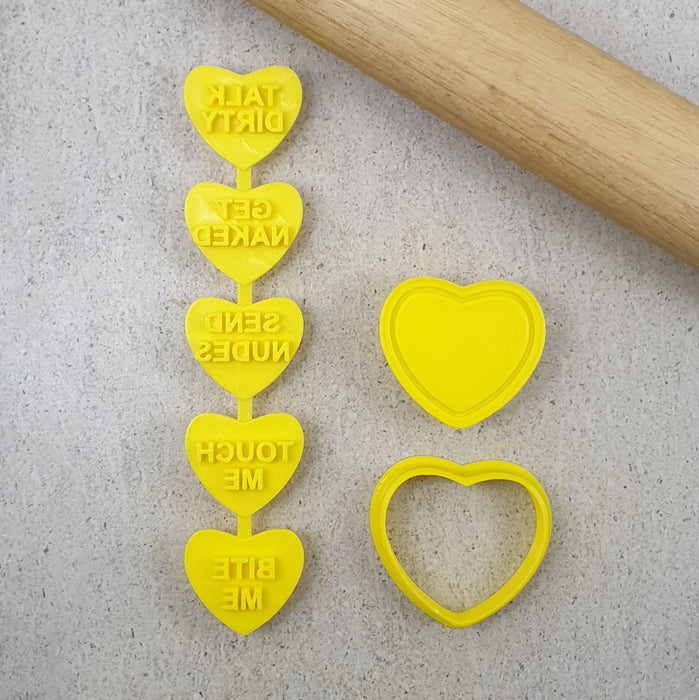 STAMP EMBOSSER WITH CUTTER CANDY HEART NAUGHTY SET