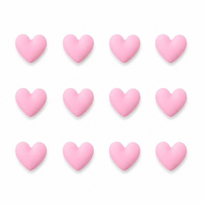 Fondant Topper Mini Pink Heart 12pc