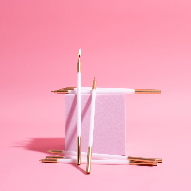 Double Dipped Gold Candle White 12pc