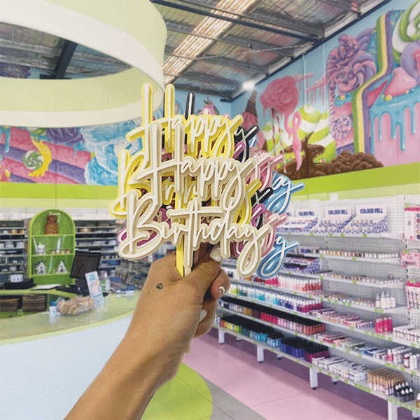 Topper Handwritten Happy Birthday Double Layer