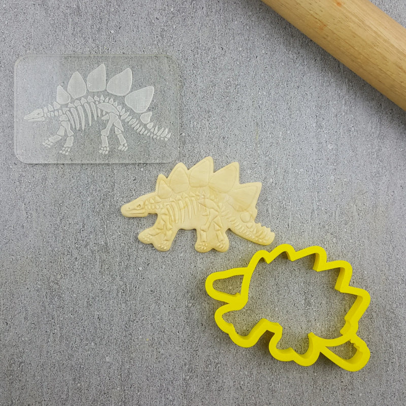 Stamp Debosser With Cutter Stegosaurus Fossil