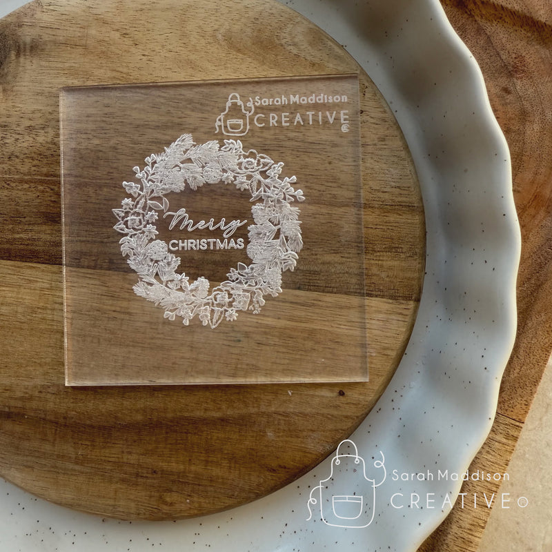 Debosser Plate 'Sarah Maddison' Merry Christmas Wreath