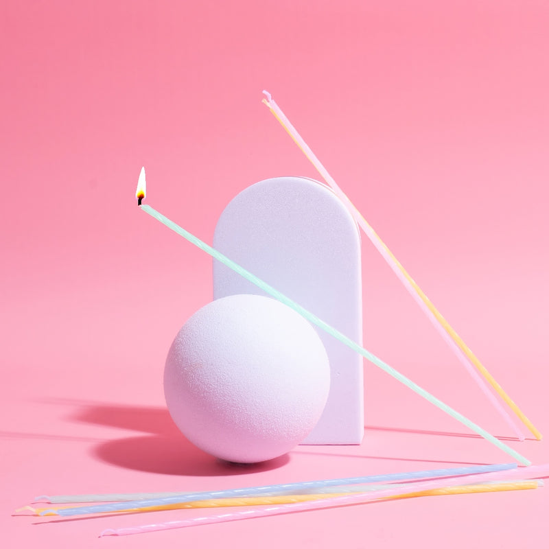 Fine Spiral Cake Candle Pastel Rainbow 16pc