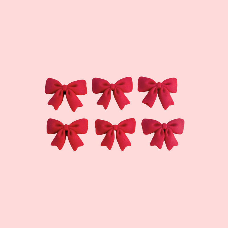 Fondant Topper Red Bow 6pc