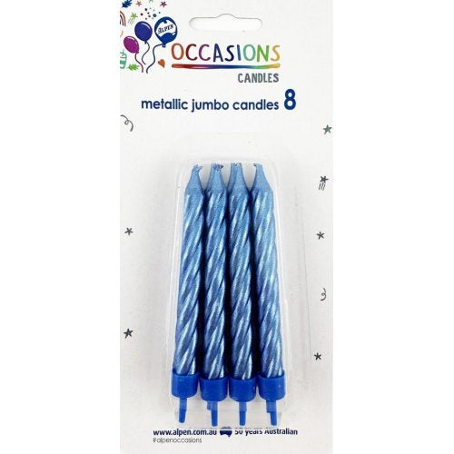 Candle Jumbo Metallic 8pc Blue