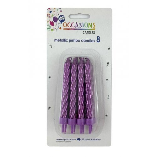 Candle Jumbo Metallic 8pc Purple