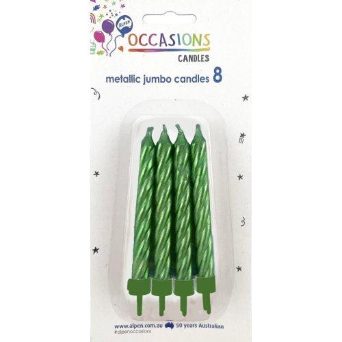 Candle Jumbo Metallic 8pc Green