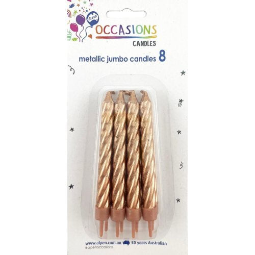Candle Jumbo Metallic 8pc Rose Gold
