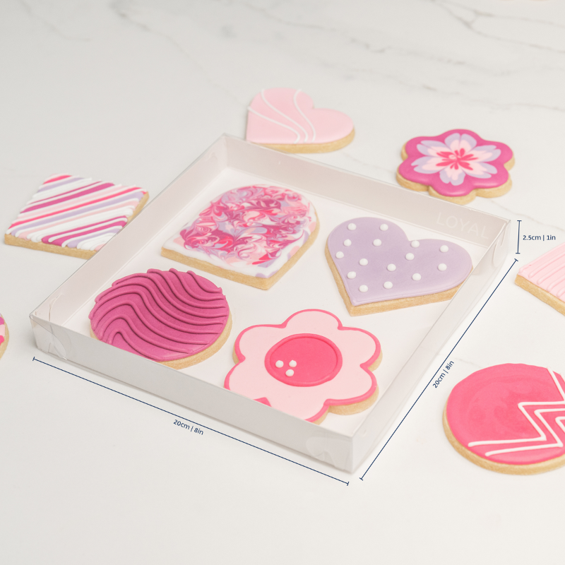 Cookie Box Clear Lid 20cm x 20cm x 2.5cm