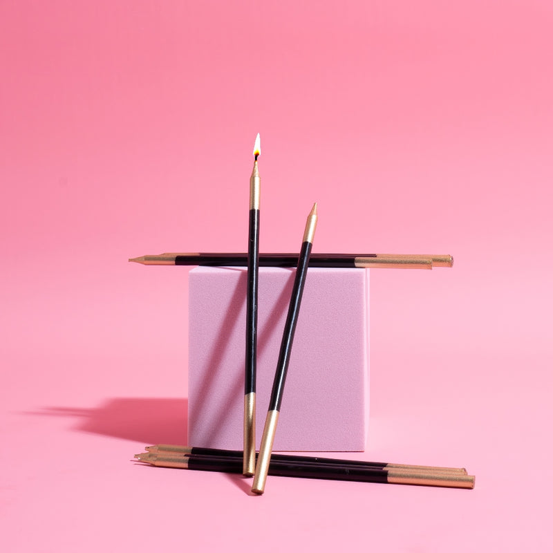 Double Dipped Gold Candle Black 12pc