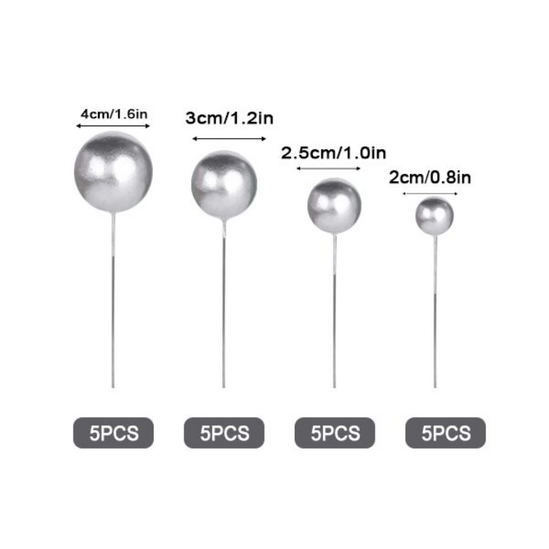 Metallic Ball Topper Silver 20pc