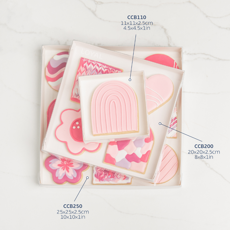 Cookie Box Clear Lid 11cm x 11cm x 2.5cm