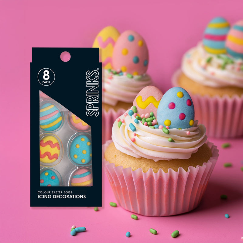 Icing Decorations Colourful Easter Eggs 8pc