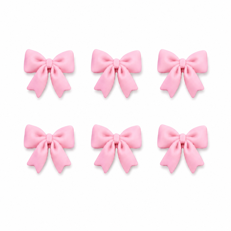 Fondant Topper Pink Bow 6pc