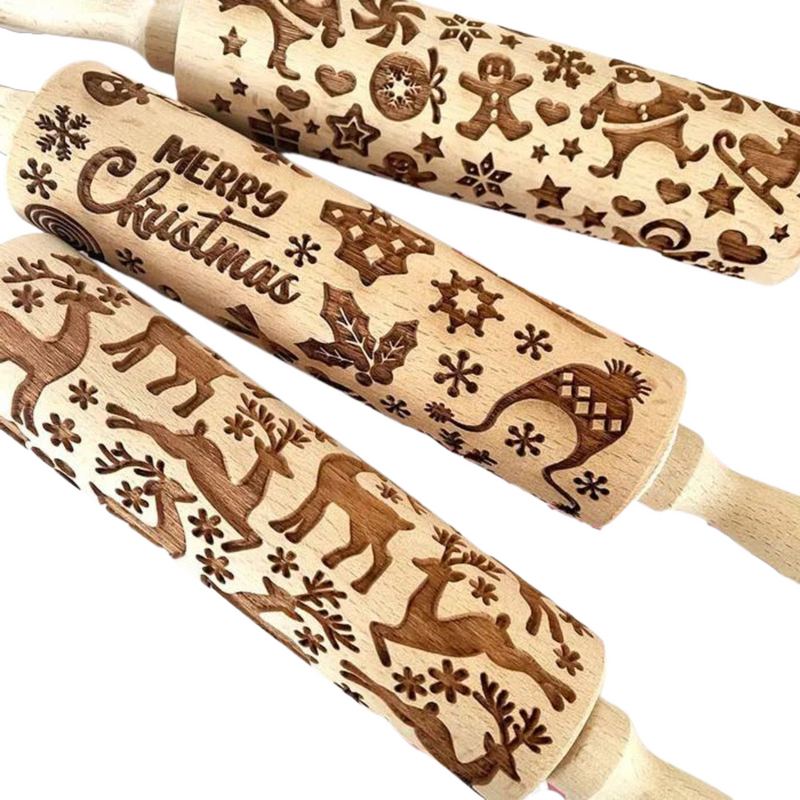 Wooden Christmas Rolling Pin