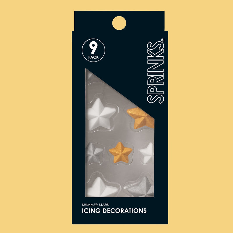 Icing Decorations Shimmer Stars 9pc