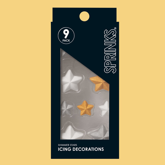 Icing Decorations Shimmer Stars 9pc
