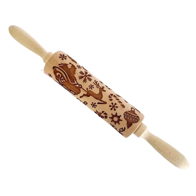 Wooden Christmas Rolling Pin
