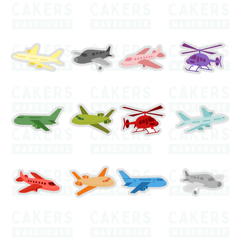Edible Wafer Cupcake Toppers 12pc Aircrafts