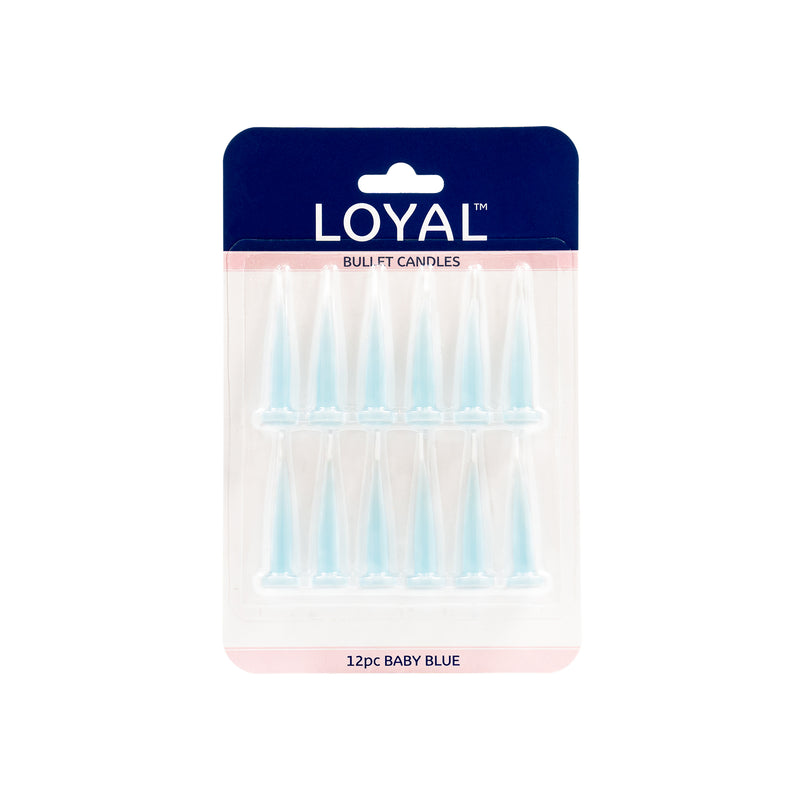 Bullet Candle Baby Blue 12pc