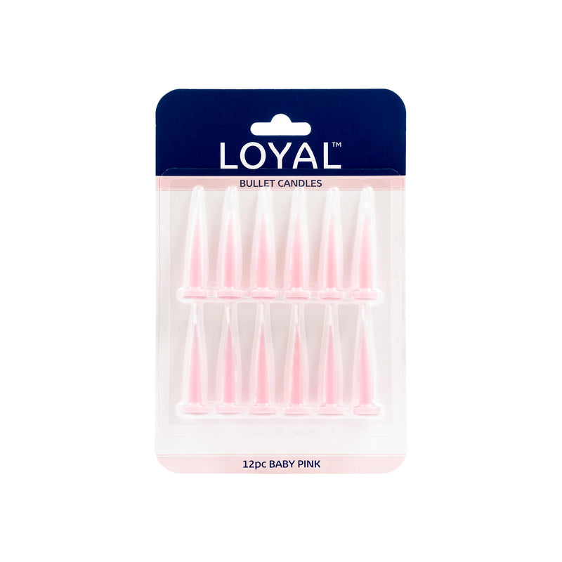 Bullet Candle Baby Pink 12pc