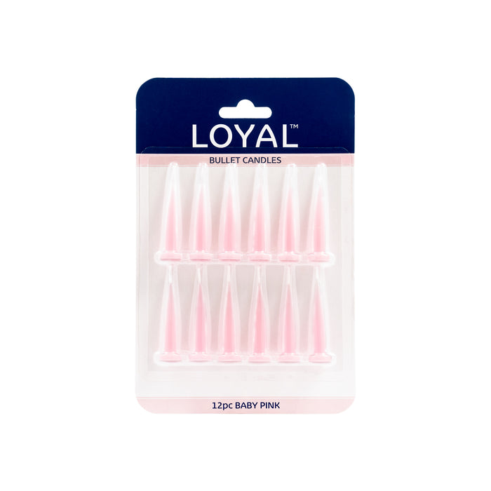 Bullet Candle Baby Pink 12pc