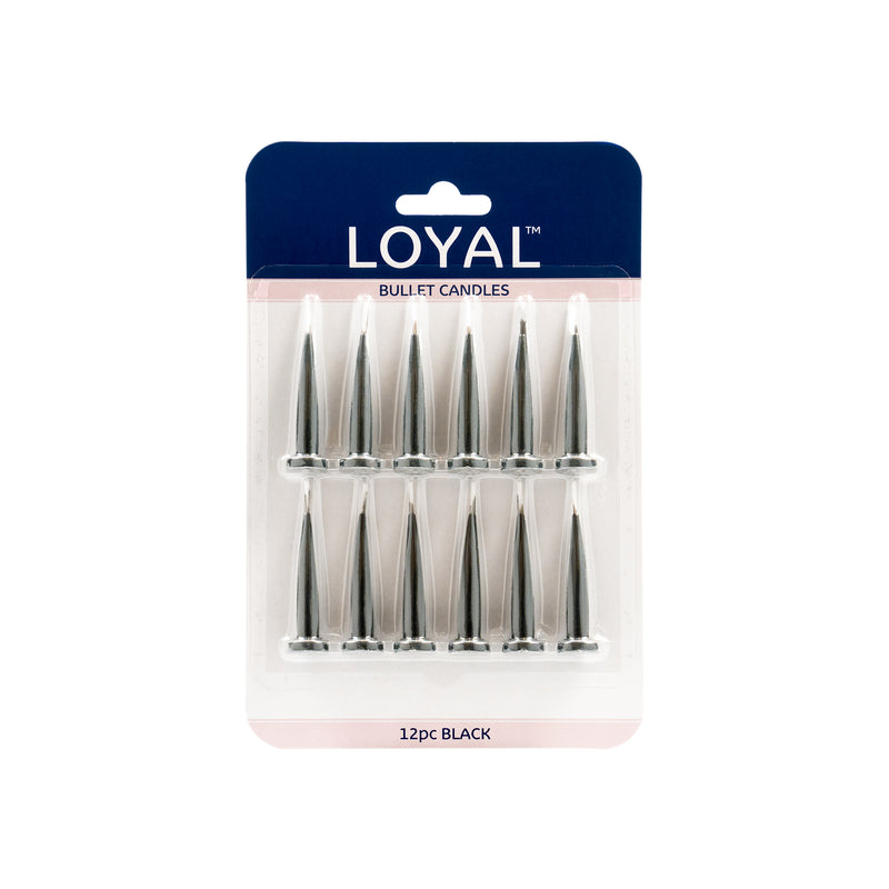Bullet Candle Black 12pc