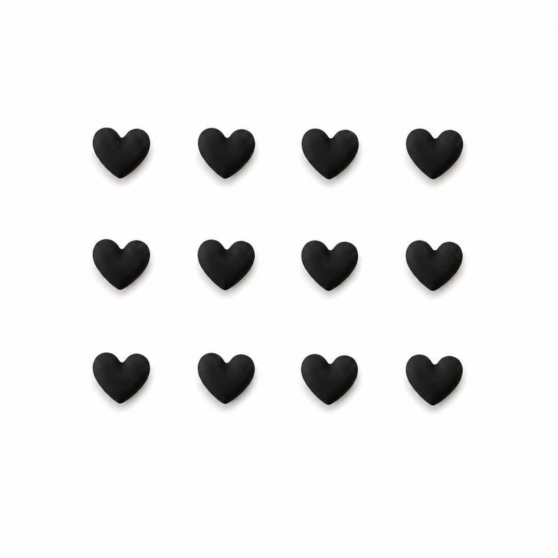 Fondant Topper Mini Black Heart 12pc