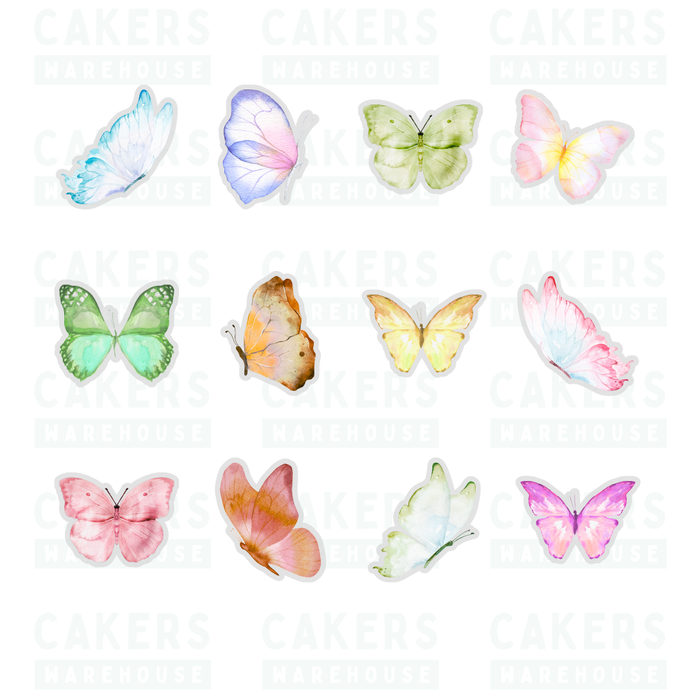 Edible Wafer Cupcake Toppers 12pc Assorted Butterflies