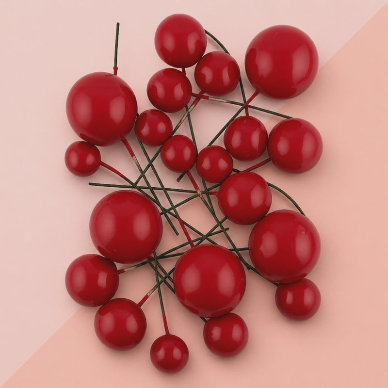 Shiny Ball Topper Cherry Red 20pc