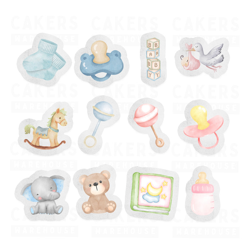 Edible Wafer Cupcake Toppers 12pc Baby