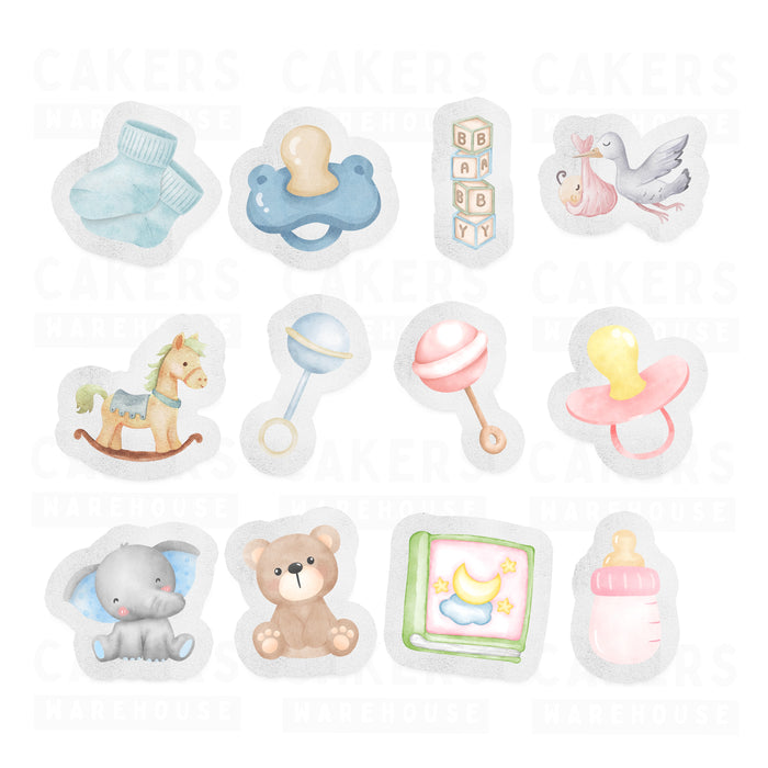 Edible Wafer Cupcake Toppers 12pc Baby