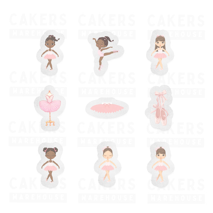 Edible Wafer Cupcake Toppers 12pc Ballet