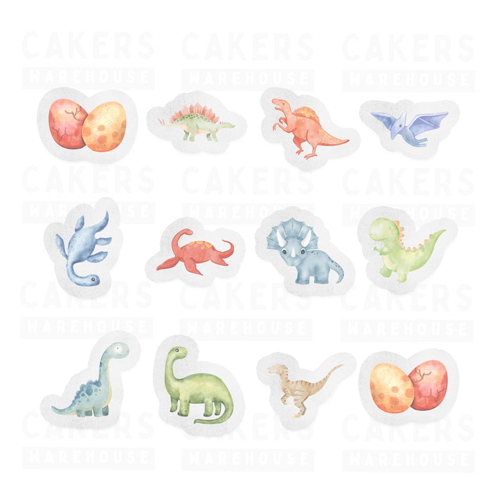 Edible Wafer Cupcake Toppers 12pc Dinosaur