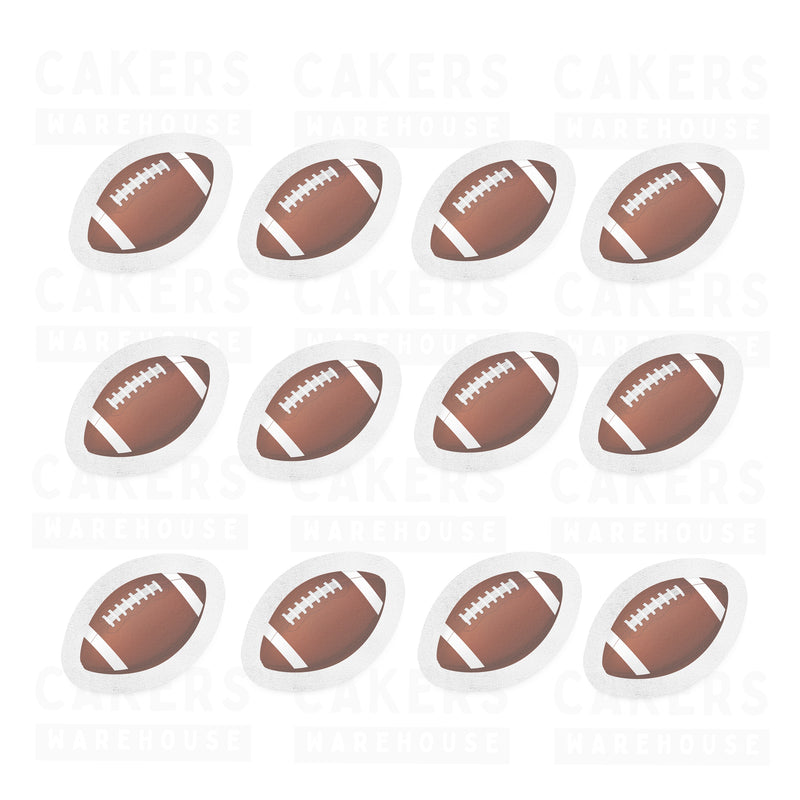 Edible Wafer Cupcake Toppers 12pc American Football