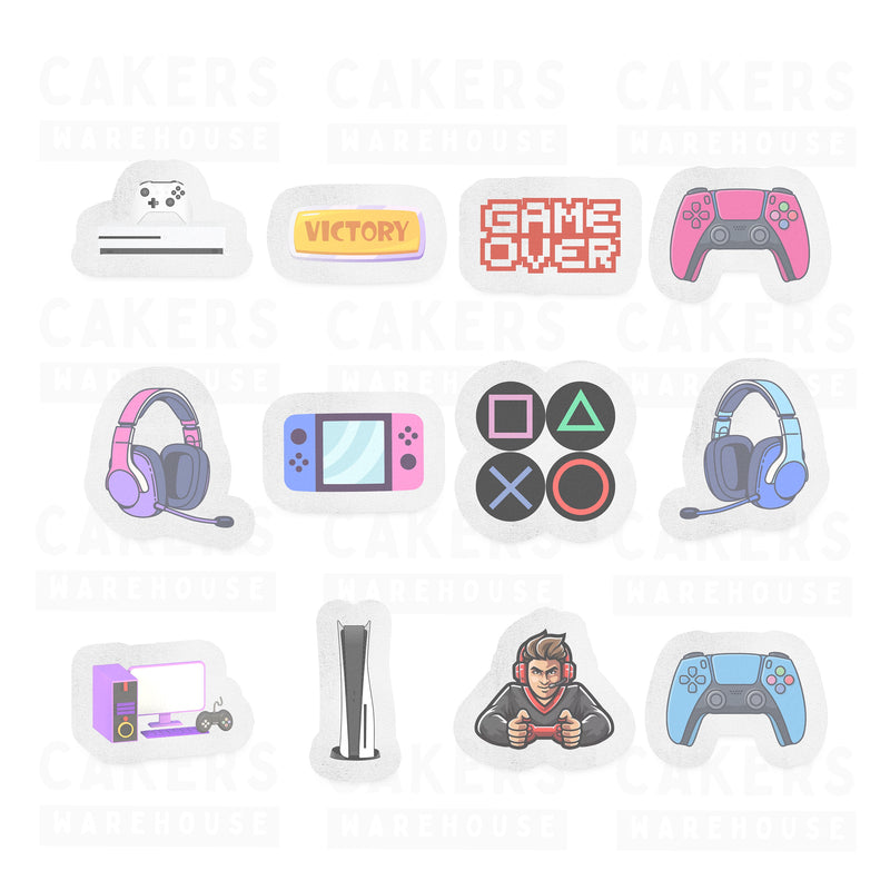 Edible Wafer Cupcake Toppers 12pc Gamer