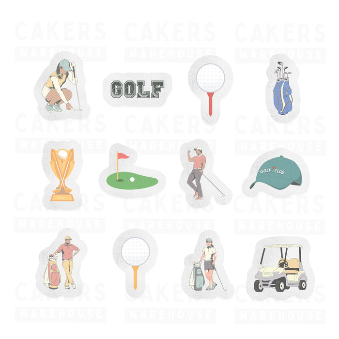 Edible Wafer Cupcake Toppers 12pc Golf