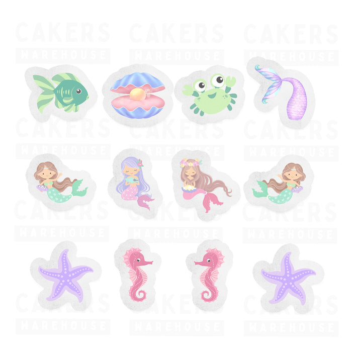 Edible Wafer Cupcake Toppers 12pc Mermaid