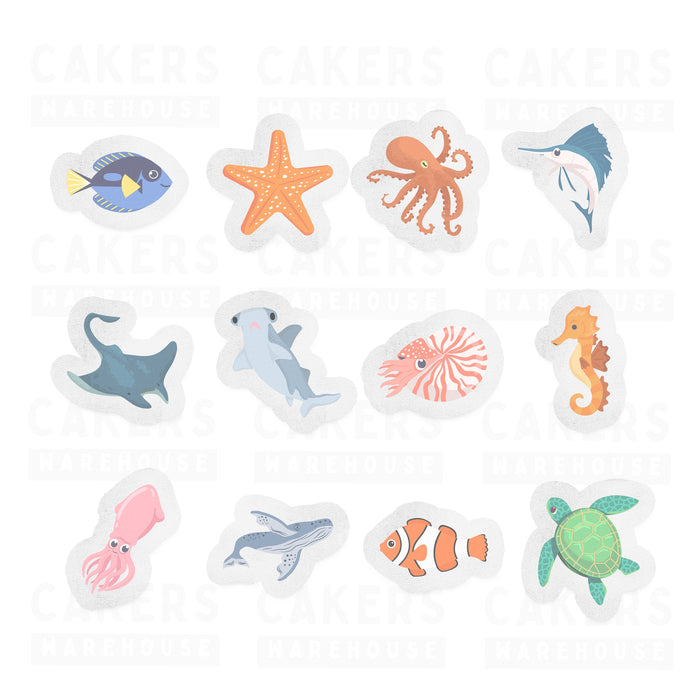 Edible Wafer Cupcake Toppers 12pc Sea Animals