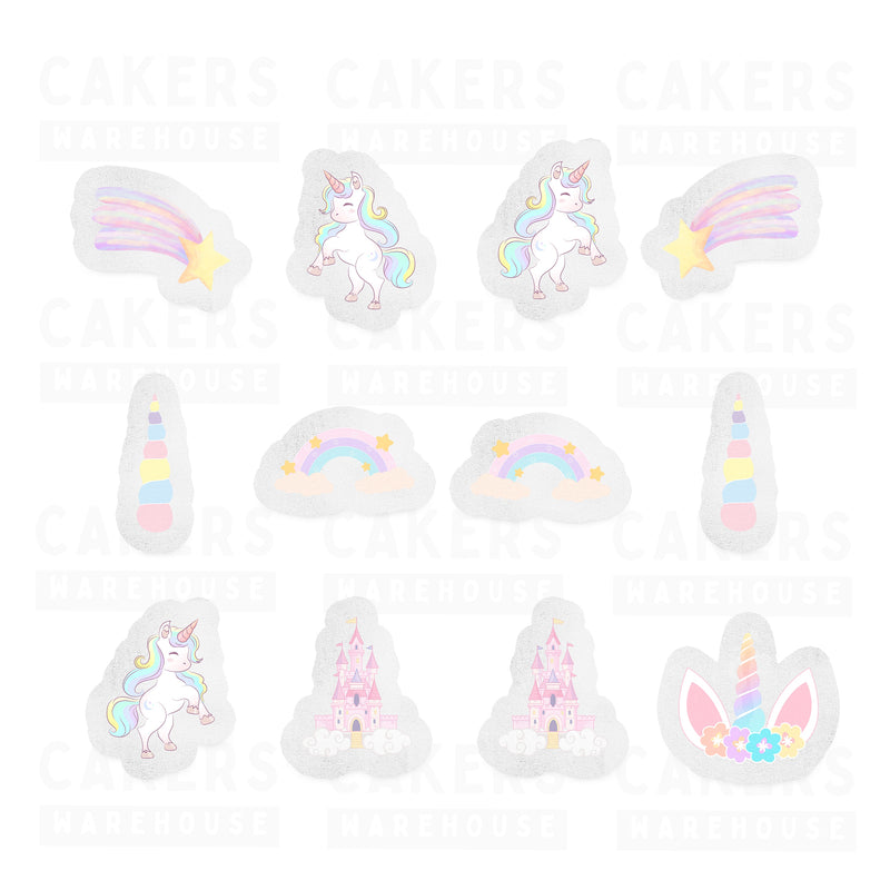 Edible Wafer Cupcake Toppers 12pc Unicorn