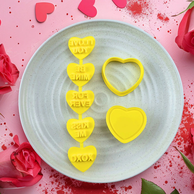 Stamp Embosser With Cutter Candy Heart I Love You Set