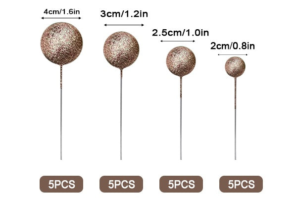 Glitter Ball Topper Rose Gold 20pc
