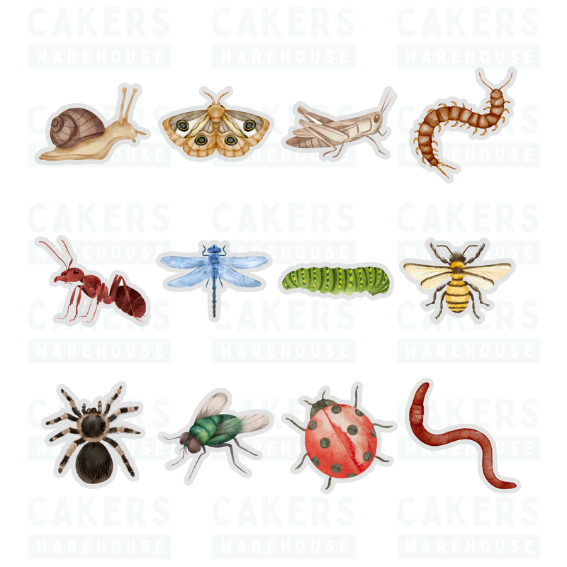 Edible Wafer Cupcake Toppers 12pc Garden Creatures