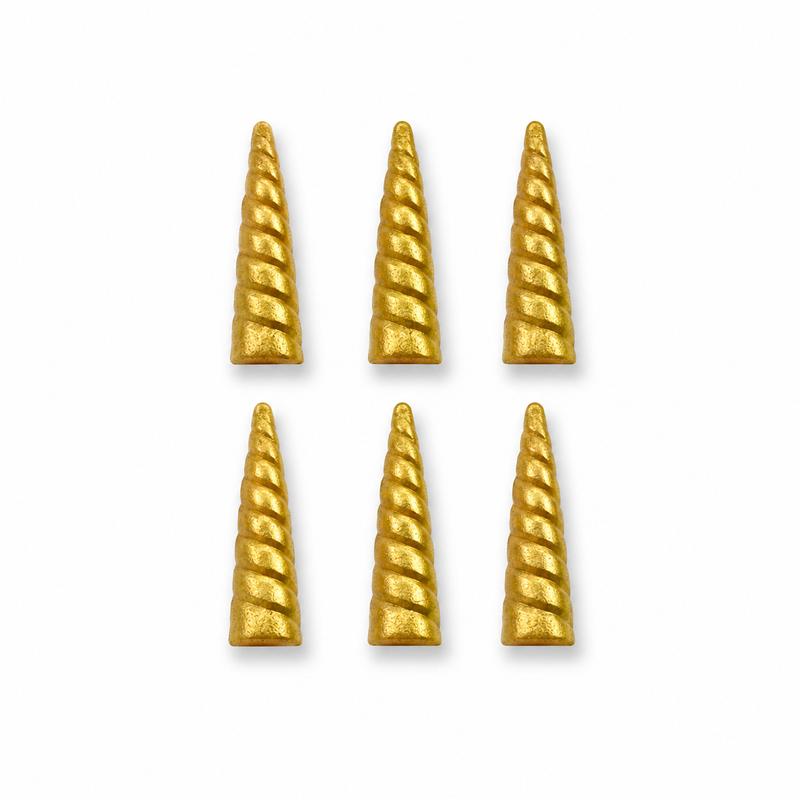 Fondant Topper Mini Gold Unicorn Horn 6pc