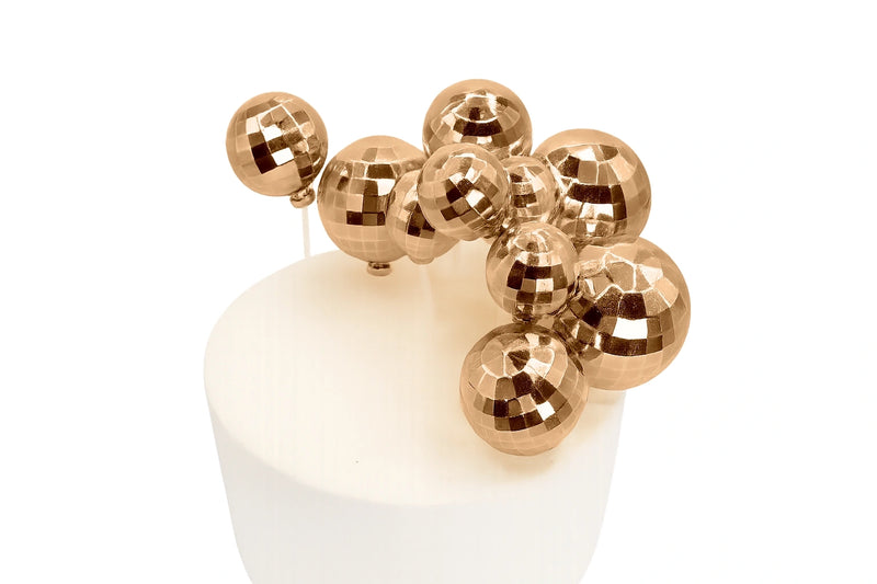 Disco Ball Topper With Stick Gold 12pc
