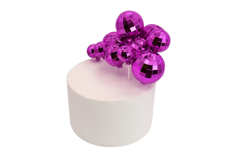 Disco Ball Topper With Stick Pink 12pc