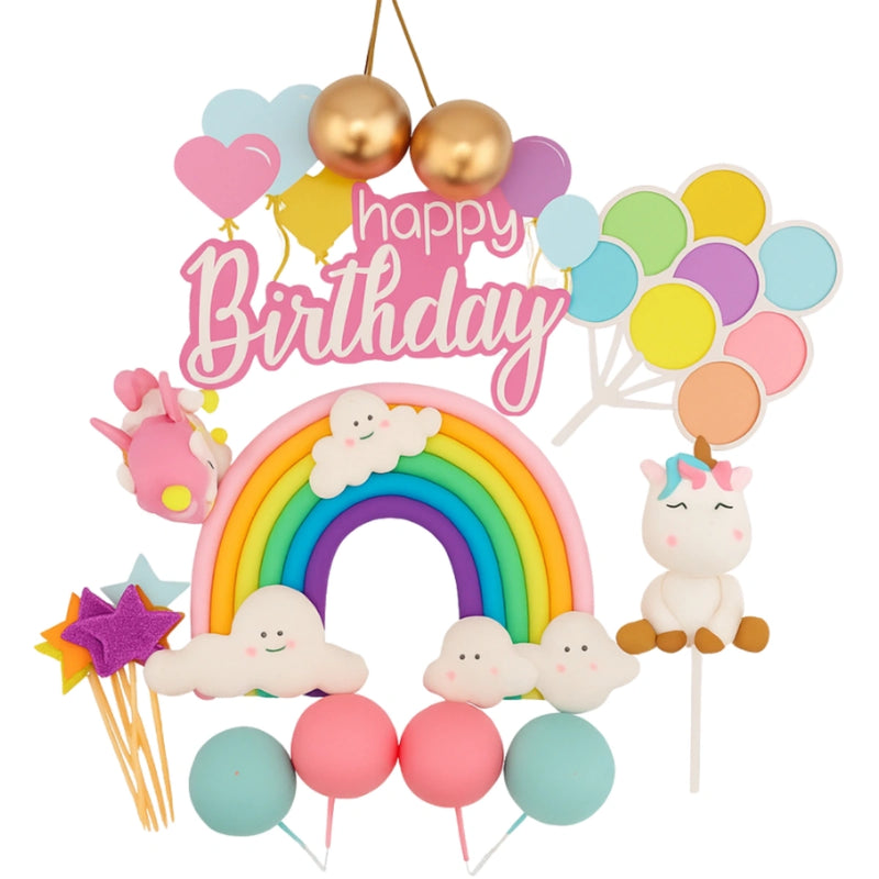 Unicorn Rainbow Cake Topper Set 27pc