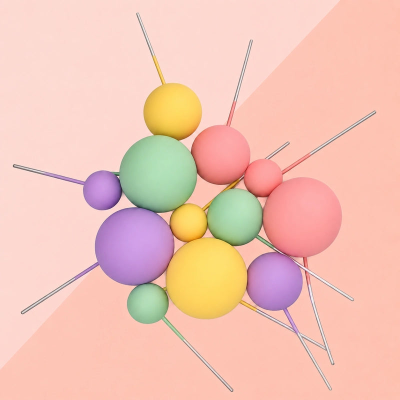 Mixed Matte Ball Topper Set Pastel Bloom 12pc