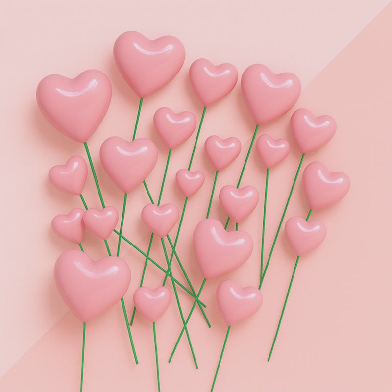 Shiny Heart Topper Light Pink 20pc