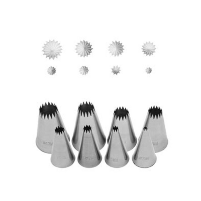 8pc French Star Piping Tip Set